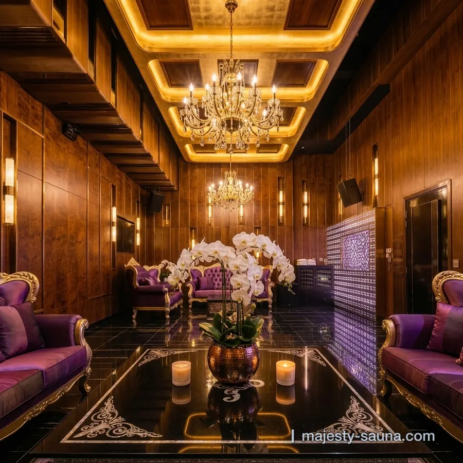 A lounge area in a Majesty Spa suite